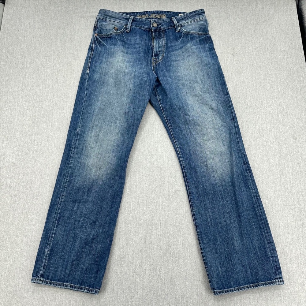 Mavi Matt Jeans Mens 34x32 Blue Relaxed Straight Leg 100% Cotton Pants